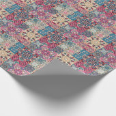 Bloemen patchwork: geruit patroon. cadeaupapier (Hoek)