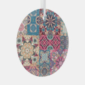Bloemen patchwork: geruit patroon. glas ornament (Voorkant Rechts)