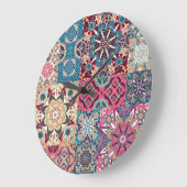 Bloemen patchwork:  geruit patroon. grote klok (Hoek)