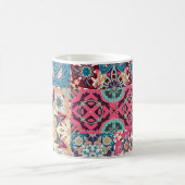 Bloemen patchwork: geruit patroon. koffiemok (Center)