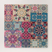 Bloemen patchwork: geruit patroon. legpuzzel (Horizontaal)