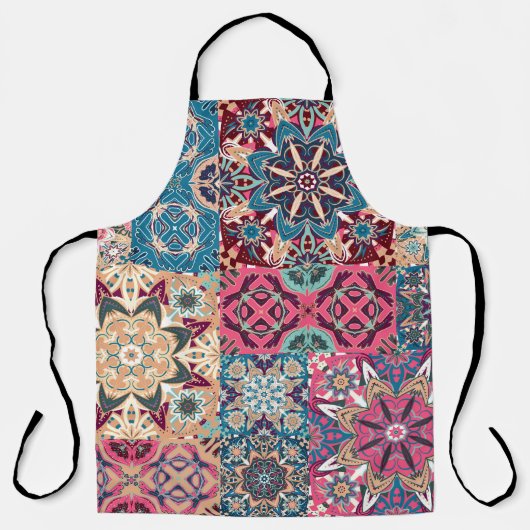 Bloemen patchwork: geruit patroon. schort (Voorkant)