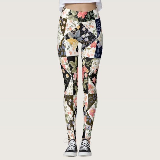 Bloemen Patchwork: Mix Leggings (Voorkant)