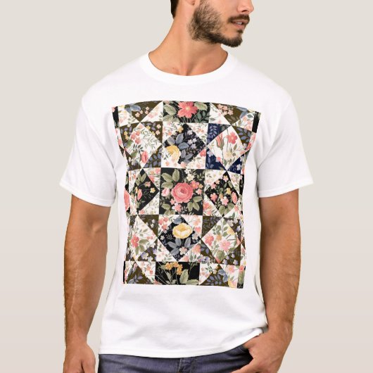 Bloemen Patchwork: Mix T-shirt (Voorkant)