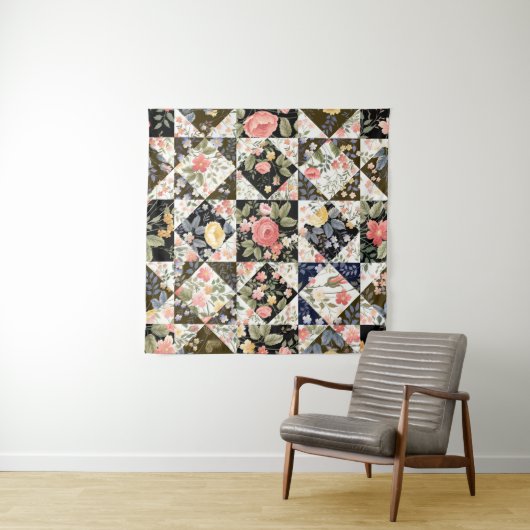 Bloemen Patchwork:  Mix Wandkleed (In Situ (horizontaal))