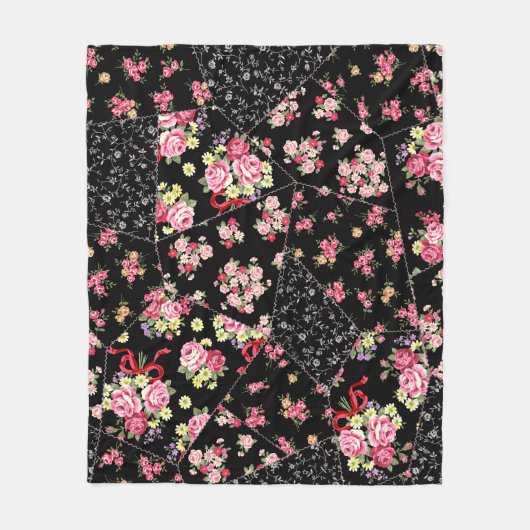 Bloemen Patchwork: naadloos ontwerp. Fleece Deken (Voorkant)