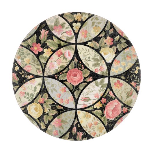 Bloemen Patchwork  Naadloos Patroon Snijplank (Voorkant)