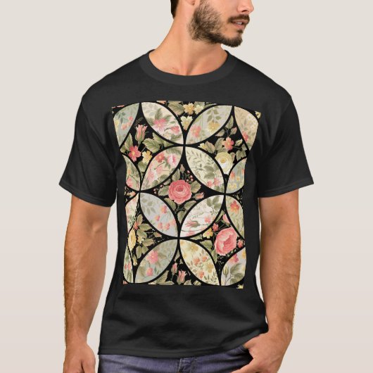 Bloemen Patchwork  Naadloos Patroon T-shirt (Voorkant)