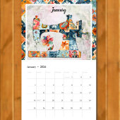 Bloemen Patchwork naaimachine wandkalender Kalender
