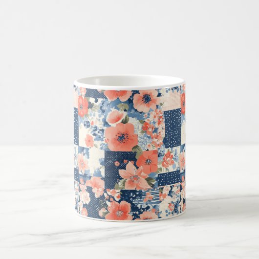Bloemen Patchwork Patchwork Patroon (11) Koffiemok (Center)