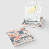 Bloemen Patchwork Patchwork Patroon (11) Stenen Onderzetter (Zijkant)