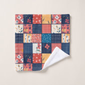 Bloemen Patchwork Patchwork Patroon (2) Bad Handdoek (Wasdoekje)
