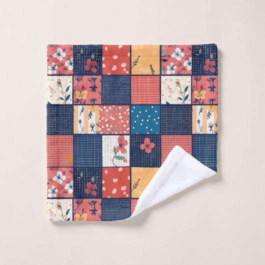 Bloemen Patchwork Patchwork Patroon (2) Bad Handdoek (Wasdoekje)