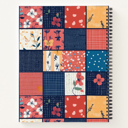  Bloemen Patchwork Patchwork Patroon (2) Notitieboek (Achterkant)