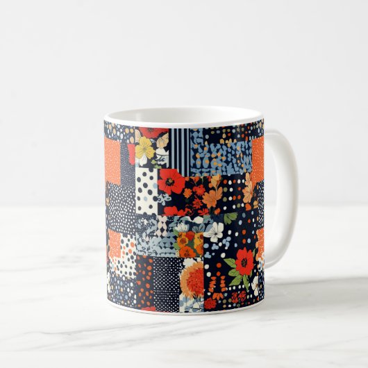  Bloemen Patchwork Patchwork Patroon (3) Koffiemok (Voorkant rechts)