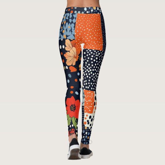 Bloemen Patchwork Patchwork Patroon (3) Leggings (Achterkant)