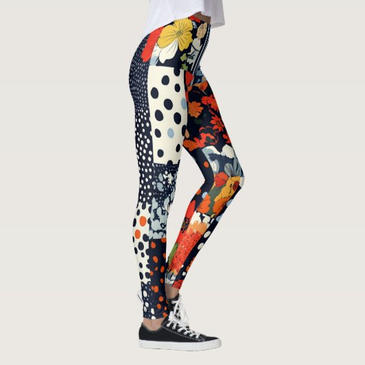 Bloemen Patchwork Patchwork Patroon (3) Leggings (Rechts)