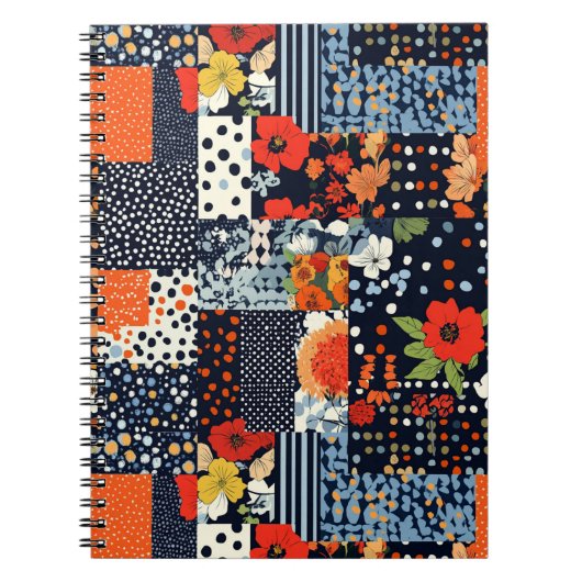  Bloemen Patchwork Patchwork Patroon (3) Notitieboek (Voorkant)