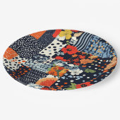  Bloemen Patchwork Patchwork Patroon (3) Papieren Bordje (Gekanteld)