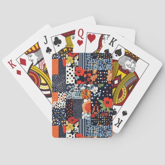  Bloemen Patchwork Patchwork Patroon (3) Pokerkaarten (Achterkant)