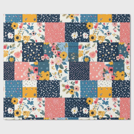 Bloemen Patchwork Patchwork Patroon (4) Cadeaupapier (Vlak)