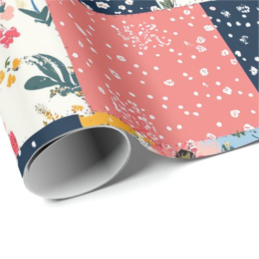 Bloemen Patchwork Patchwork Patroon (4) Cadeaupapier (Rol Hoek)