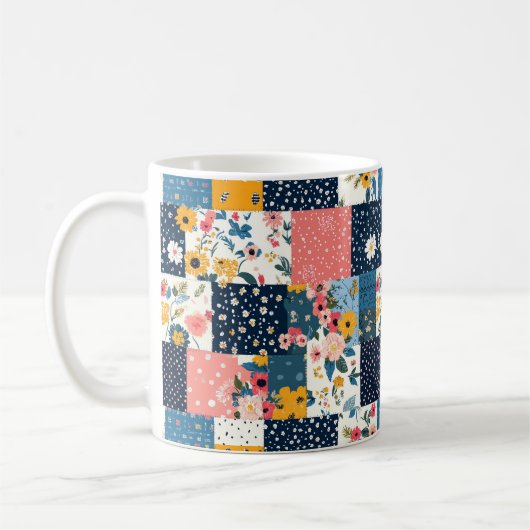  Bloemen Patchwork Patchwork Patroon (4) Koffiemok (Links)