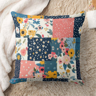 Bloemen Patchwork Patchwork Patroon (4) Kussen