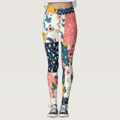  Bloemen Patchwork Patchwork Patroon (4) Leggings (Voorkant)