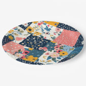  Bloemen Patchwork Patchwork Patroon (4) Papieren Bordje (Gekanteld)