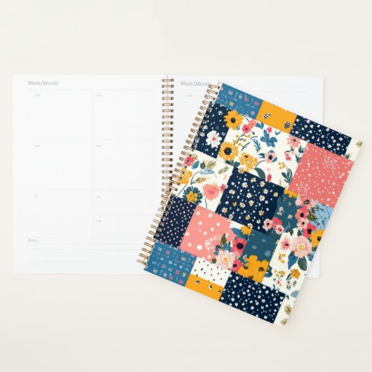 Bloemen Patchwork Patchwork Patroon (4) Planner (Display)