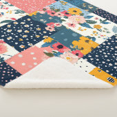 Bloemen Patchwork Patchwork Patroon (4) Sherpa Deken (3/4)