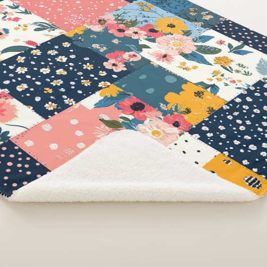  Bloemen Patchwork Patchwork Patroon (4) Sherpa Deken (3/4)
