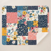Bloemen Patchwork Patchwork Patroon (4) Sherpa Deken (Voorkant (horizontaal))