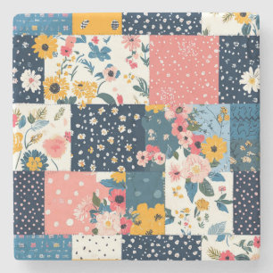  Bloemen Patchwork Patchwork Patroon (4) Stenen Onderzetter