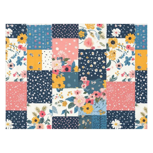 Bloemen Patchwork Patchwork Patroon (4) Tafelkleed (Voorkant (Horizontaal))