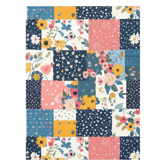 Bloemen Patchwork Patchwork Patroon (4) Tafelkleed (Voorkant)