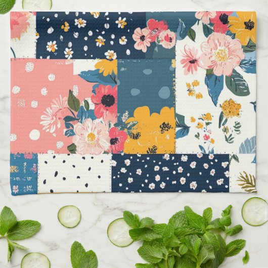  Bloemen Patchwork Patchwork Patroon (4) Theedoek (Gevouwen)
