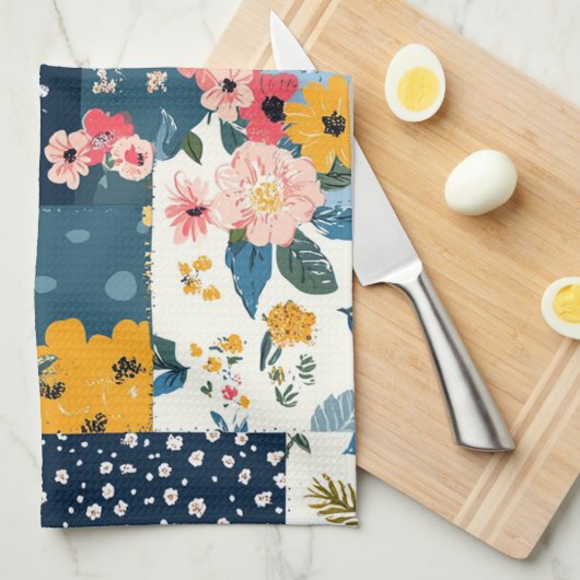  Bloemen Patchwork Patchwork Patroon (4) Theedoek (Quarter Fold)