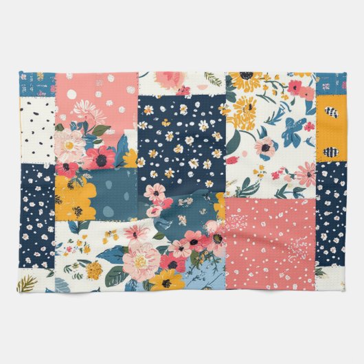  Bloemen Patchwork Patchwork Patroon (4) Theedoek (Horizontaal)