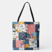 Bloemen Patchwork Patchwork Patroon (4) Tote Bag (Voorkant)