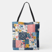  Bloemen Patchwork Patchwork Patroon (4) Tote Bag (Achterkant)