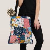  Bloemen Patchwork Patchwork Patroon (4) Tote Bag (Dichtbij)