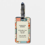 Bloemen Patchwork Patchwork Patroon (6) Bagagelabel (Achterkant verticaal)