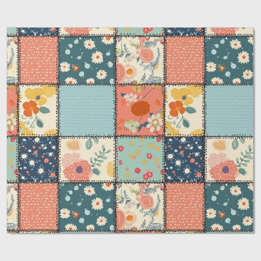 Bloemen Patchwork Patchwork Patroon (6) Cadeaupapier (Vlak)