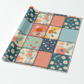  Bloemen Patchwork Patchwork Patroon (6) Cadeaupapier (Uitgerold)
