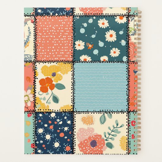 Bloemen Patchwork Patchwork Patroon (6) Planner (Achterkant)