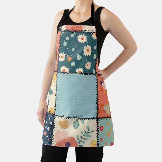 Bloemen Patchwork Patchwork Patroon (6) Schort (Insitu)