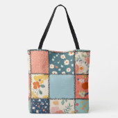 Bloemen Patchwork Patchwork Patroon (6) Tote Bag (Achterkant)