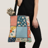 Bloemen Patchwork Patchwork Patroon (6) Tote Bag (Dichtbij)